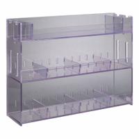 Lab Bulk Bin: 6 1/2 in Overall Wd, 18 3/8 in Overall Ht, 24 3/4 in Overall Lg, PETG, Clear, Benchtop (MPN BENCHTOP24). Key specifications — Material: PETG; Mounting Location: Benchtop; Color: Clear; Product Type: Multi Organizer; Total Holding Capacity: (3) Levels for Misc Lab Supplies; Brand: POLTEX.