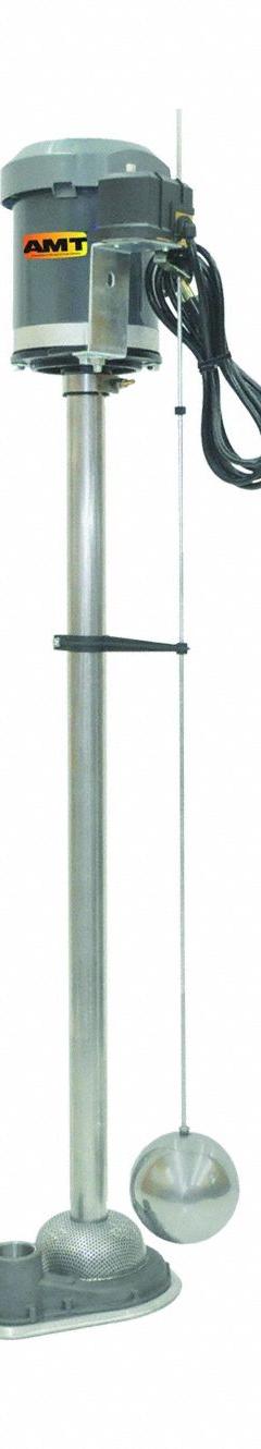 AMT PUMPS Pedestal Sump Pump: 1/2 hp HP, 115V AC, 70 gpm Flow Rate @ 10' of Head, 30 ft Max. Head (MPN 4020-95). Key specifications — Phase: Single; Rated Voltage: 115V AC; Impeller Material: Stainless Steel; Column Material: Stainless Steel; Base Material: Cast Iron; Brand: AMT PUMPS; Switch: Integral Tether Float.