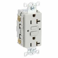 HUBBELL GFCI Receptacle: Duplex, 5-20, Gray, GFCI, 125V AC, 20 A, 2 Pole / 3 Wire (MPN GFR20GRY)