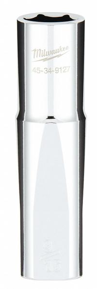 MILWAUKEE Deep Well Socket: SAE, 1/2 in Drive Size, 9/16 in Socket Size, 6-Point, Deep, Chrome (MPN 45-34-9127). Key specifications — attr1204417: MILWAUKEE; attr1204392: Chrome.