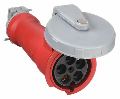 HUBBELL Pin and Sleeve Connector: Red, 200/346 to 240/415V AC/220/380 to 240/415V AC - Washdown-Rated Connectors