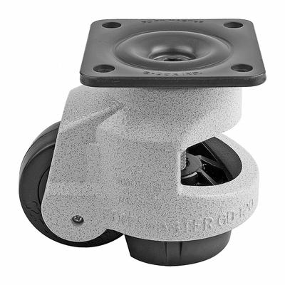 FOOT MASTER Plate Caster: Nylon Tread, 75 mm Wheel Dia, 120 mm Mounting Ht - General Purpose Leveling Plate Casters