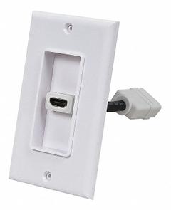 MONOPRICE Audio/Video Wall Plate: 1 Gang, 1 Port, With HDMI, White (MPN 7330). Key specifications — Brand: MONOPRICE; Material: Plastic; Color: White; Compatible Connector Type: HDMI; Outlet Orientation: Vertical; Module Style: Flat.