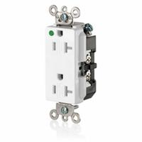 LEVITON Receptacle: Hospital Grade, Decorator Duplex, 5-20R, White, 125V AC, 20 A, 2 Pole / 3 Wire (MPN 16362-SGW)
