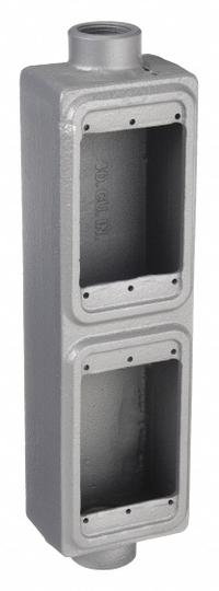 APPLETON ELECTRIC Electrical Box: Iron, Rectangular, 2 Gangs, 3/4 in Hub Size, 40 cu in Capacity (MPN FSC-2T-75). Key specifications — Color: Gray; Brand: APPLETON ELECTRIC.