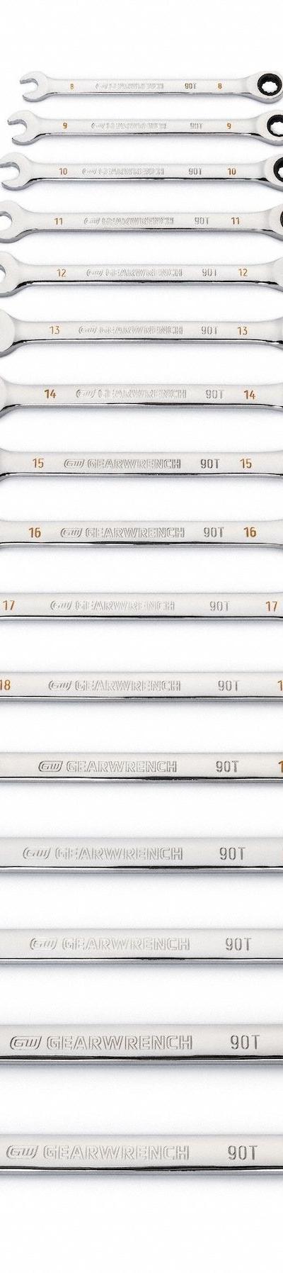 GEARWRENCH Combination Ratcheting Wrench Set: Alloy Steel - Metric 12-Point Ratcheting Combination Wrench Sets
