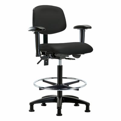 APPROVED VENDOR Ergonomic Chair: Vinyl, Arms Included, Ht Range 25 in to 34 1/2 in, 18 1/2 in Seat Wd - Vinyl Lab Chairs