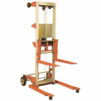 WESCO Winch Lift: 350 lb, 22 1/2 in L x 4 in W Fork, 43 in L x 29 in W x 68 in H Overall Dim, Cable (MPN 273512). Key specifications — Width Across Forks: 4 in; Brand: WESCO.