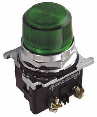 EATON Pilot Light: 30 mm Panel Mounting Size, Green, LED, 120 V AC/DC Max Volt Rating (Supply) (MPN 10250T181LGP06). Key specifications — Series: 10250T; Brand: EATON; Includes Push-To-Test: No Push-To-Test Included.