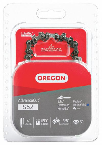 OREGON Chainsaw Chain: 14 in Compatible Bar Lg, 3/8 in, 0.05 in Gauge, 52 Links