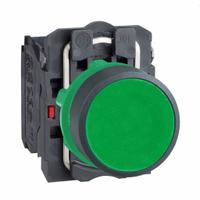 SCHNEIDER Flush Push Button Operator: Non-Illuminated, Flush Profile, Non-Metallic, 22 mm, 1NO/1NC (MPN XB5AA35). Key specifications — Brand: SCHNEIDER; Action: Momentary; Series: XB5; Push Button Material Type: Non-Metallic.