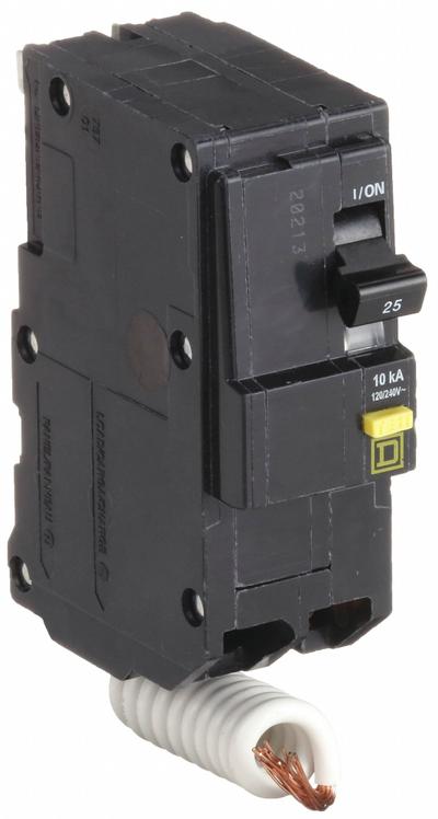 SQUARE D Miniature Circuit Breaker: 25 A, 120/240V AC, Single Phase, 10kA at 120/240V AC - QO Series, Plug-In Square D Miniature Circuit Breakers