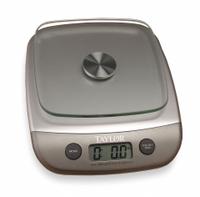 TAYLOR Food Scale: 6 in Weighing Surface Dp, 6 in Weighing Surface Wd, 2 in Overall Ht, LCD, 3800N10. Key specifications — Readability: 1 g/0.1 oz; Brand: TAYLOR; IP Rating: Not IP Rated.