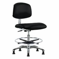 ESD/Cleanroom Task Chair: Vinyl, Armless, Ht Range 21 1/2 in to 29 in, 18 1/2 in Seat Wd, 0 Casters (MPN BR-ECR-VMBCH-CR-CF-EG-ESDBLK). Key specifications — Foot Support: Yes; Base Material: Aluminum; Brand: APPROVED VENDOR; Product Type: Cleanroom Task Chair; Cleanroom Class: ISO 4; ESD-Safe: ESD-Safe.