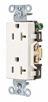 BRYANT Receptacle: Decorator Duplex, 5-20, White, 125V AC, 20 A, 2 Pole / 3 Wire (MPN DRS20WHI)