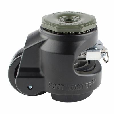 FOOT MASTER Leveling Caster: 63 mm Wheel Dia, 617 lb Load Rtg., Nylon Wheel, Aluminum Frame - General Purpose Leveling Bolt-Hole Casters