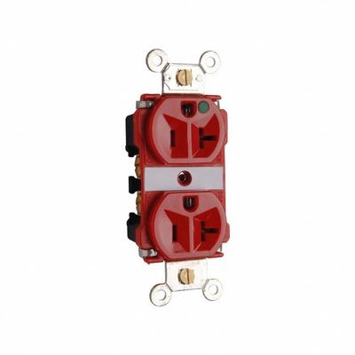 PASS & SEYMOUR Receptacle: Hospital Grade, Duplex, 5-20R, Red, GFCI, 125V AC - General Purpose Receptacles