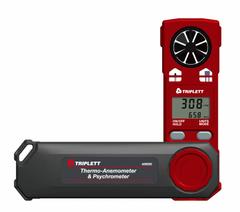 TRIPLETT Anemometer: 20 fpm Air Velocity Resolution, Dew Point/Relative Humidity/Wind Chill, AM250. Key specifications — Vane Material: Plastic; Data Logging: No; Manufacturer Part Number: AM250; Brand: TRIPLETT; Temperature Accuracy: +/ 1.8°; Digital Display Screen Type: LCD; Display Type: Digital; Includes: Lanyard.