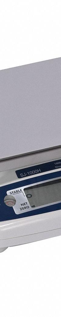 A&D WEIGHING Food Scale: 7 1/2 in Weighing Surface Dp, 9 in Weighing Surface Wd, 4 1/4 in Overall Ht (MPN SJ-30KHS). Key specifications — Readability: 0.02 kg/0.05 lb; Brand: A&D WEIGHING; IP Rating: Not IP Rated.