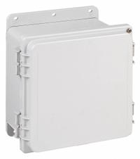 HOFFMAN Enclosure: Polyester, 8 in x 8 in x 4 in, NEMA 12/13/4/4X, Solid Cover, Hinged (MPN A884PHC). Key specifications — Brand: HOFFMAN; Closure Method: Quick Release Latch; Enclosure Material: Polyester; Knockouts: Not Included.