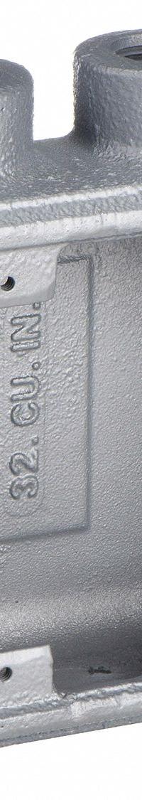 APPLETON ELECTRIC Electrical Box: Iron, Rectangular, 2 Gangs, 1/2 in Hub Size, 32 cu in Capacity (MPN FSS-2-50). Key specifications — Color: Gray; Brand: APPLETON ELECTRIC.