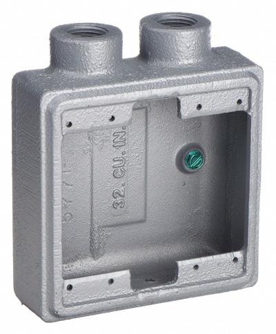 APPLETON ELECTRIC Electrical Box: Iron, Rectangular, 2 Gangs, 1/2 in Hub Size - Iron Weatherproof Electrical Boxes