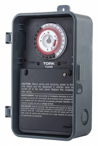 TORK Electromechanical Timer: 24 hr, 120-277V AC, DPDT, Mechanical (MPN TU40). Key specifications — Body Material: Resin; Indoor/Outdoor Usage: Indoor; Brand: TORK.