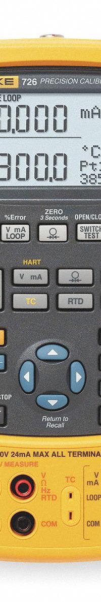 FLUKE Multifunction Calibrator: Precision Multifunction, FLUKE-726, HART, 0.001 mA – 24 mA, NIST. Key specifications — Manufacturer Part Number: FLUKE-726; Basic DC Accuracy: +/- 0.01% + 2mV; Brand: FLUKE; Calibration Certificate Type: NIST; Digital Display Screen Type: LCD with Backlight; Includes: Alligator Clips; Intrinsic Safety: Not Specified Intrinsically Safe; Parameters Sourced: AC Voltage.