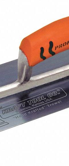 KRAFT TOOL Pool Trowel: Blade Material Blue Steel, Blade Shape Round, 4 in Blade Wd, 16 in Blade Lg (MPN CF279BPF). Key specifications — attr1008665: Cushioned; attr1005004: KRAFT TOOL; attr1008664: ProForm.