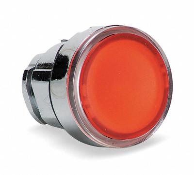 SCHNEIDER Flush Push Button: Red, 22 mm Mounting Size, Metallic - Illuminated Flush-Mount Push-Button Operators