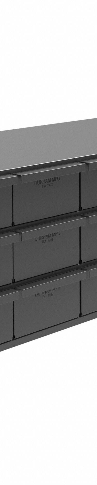 DURHAM MFG Drawer Bin Cabinet: 33 3/4 in x 12 1/4 in x 11 in - Modular Metal Small Parts Drawer Cabinets
