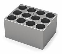 IKA Dry Block: Anodized Aluminum, 3 3/4 in Overall Wd, 3 in Overall Lg, 12 Wells, 19 3/4 mm Well Dia (MPN 4469800). Key specifications — Product Type: Dry Block Heater; Includes Thermometer Well: Yes; Material: Anodized Aluminum; Brand: IKA.