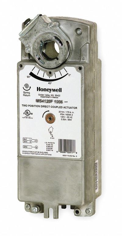 Honeywell Actuator: Dampers, On/Off, Spring Return, 175 in-lb, 24V AC, Hardwired - Fire & Smoke Rated Actuators