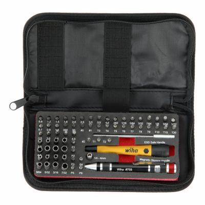 WIHA Multi-Bit Screwdriver Set: 21 or More Tips, 65 Pieces, 62 Bits, Pocket - ESD-Safe Precision Multi-Bit Screwdriver Kits