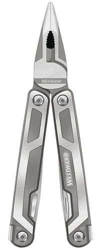 WESTWARD Multi-Tool: Multi-Tool Plier, 15 Tools, 15 Functions, 4 1/2 in Closed Lg, 7 in Open Lg (MPN 40JD54). Key specifications — attr15951: WESTWARD; attr10312: Gray; attr15963: Stainless Steel; attr15971: Multi-Tool Plier; attr15972: Wire Cutter; attr15977: Fold-Out; attr15985: Stainless Steel; attr519229: Pocket-Size.