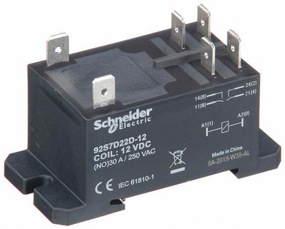 SCHNEIDER Enclosed Power Relay: DIN-Rail & Surface Mounted, 30 A Current Rating, 12V DC - Combination DIN-Rail & Surface-Mounted Relays