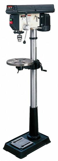 JET Floor Drill Press: Belt, 115/230V AC, Fixed Speed, 200 RPM – 3,630 RPM, 16 1/2 in Swing, 3/4 hp (MPN 354169). Key specifications — attr73314: No; attr23092: 3/4 hp; attr23088: JET.