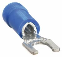 STA-KON Fork Terminals: Blue, Vinyl, #8 Stud Size, 18 AWG – 14 AWG Wire Range, Locking Fork, 600 V (MPN 14RB-8FL). Key specifications — Barrel Style: Insulation Grip; Manufacturer Part Number: 14RB-8FL; Brand: STA-KON; Series: RB2237.