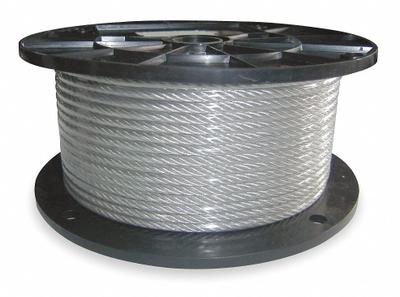 APPROVED VENDOR Wire Rope: Nylon, Galvanized Steel, 7 x 7, 96 lb Working Load Limit - Extended-Use Nylon-Coated Wire Rope