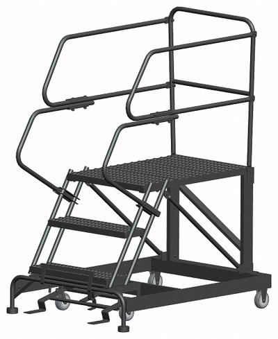 BALLYMORE Mobile Work Platform: 2.5 ft Platform Ht - Max, 36 in x 36 in, Steel - Manual-Lock Rolling Single-Access Platforms