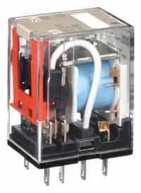 OMRON General Purpose Relay: Socket Mounted, 10 A Current Rating, 24V DC, DPDT, 8 Pins/Terminals (MPN MY2IN-DC24(S)). Key specifications — Brand: OMRON; Base Type: Square; Mounting Style: Plug-In; Pin Shape: Round; Electrical Connection: Plug-In; Manufacturer Part Number: MY2IN-DC24(S); Operating Current: 5 A at 250V AC (Resistive Load); Series: MY Series.