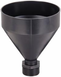 FUNNEL KING Drum Funnel: No Lid, Black, No Flame Arrester, 7 1/2 in x 9 1/4 in, 2 1/4 in Spout Dia (MPN 32400). Key specifications — Brand: FUNNEL KING; Funnel Material: Polyethylene; For Use With: Drum Funnels; Color: Black; Lid Type: No Lid; Flame Arrester Ht: No Flame Arrester; Lid Type (sublevel): No Lid.