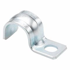 Pipe Strap: 1/2 in Trade Size, Steel, EMT (MPN 920-S). Key specifications — Finish: Zinc Plated; Color: Gray; Compatible Conduit Type: EMT; Material: Steel; Brand: BRIDGEPORT.