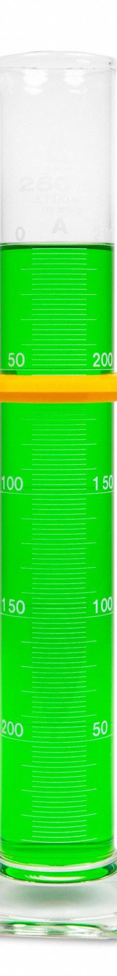SIBATA Graduated Cylinder: 250 mL, A, To Contain (TC), 2 mL Graduation Increments - mL (MPN 2351A-250). Key specifications — ASTM Specification: E1272; Brand: SIBATA; USP Specification: Type I; Closure Included: No; Includes: Bumper.