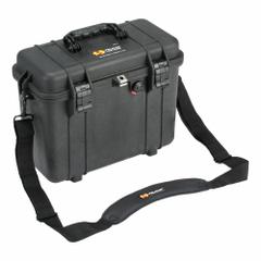 PELICAN Protective Case: 5 3/4 in x 13 1/2 in Inside, Dividers, Black, No Wheels, Plastic/Rubber (MPN 1437). Key specifications — Material: Plastic; Closure Type: Latch; Foam Design: Dividers; Brand: PELICAN.