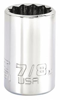 PROTO Socket: SAE, 1/2 in Drive Size, 7/8 in Socket Size, 12-Point, Std, Chrome, Not Tether Capable (MPN J5428N). Key specifications — attr1204417: PROTO; attr1204392: Chrome.