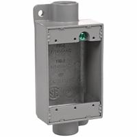 HUBBELL KILLARK Electrical Box: Aluminum, Rectangular, 1 Gangs, 1/2 in Hub Size, 18 cu in Capacity (MPN FSC-1). Key specifications — Color: Gray; Brand: HUBBELL KILLARK.