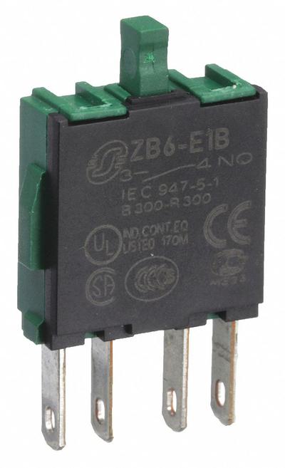 SCHNEIDER Contact Block: 16 mm Panel Mounting Size, 1NO, Momentary, ZB6 Series - Contact Blocks