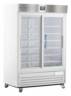AMERICAN BIOTECH SUPPLY Lab Refrigerator: 47 cu ft, Upright, 2°C to 7°C, 33 1/4 in Overall Dp, R-290 (MPN PH-ABT-HC-47G). Key specifications — Door Opening Style: Sliding; Color: White; Alarm Type: Temperature; Manufacturer Part Number: PH-ABT-HC-47G; Brand: AMERICAN BIOTECH SUPPLY; Product Type: Lab Refrigerator; Door Type: Sliding Glass; Refrigerant Type: R-290.