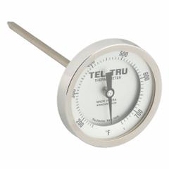TEL-TRU Dial Thermometer: 150°F to 750°F, +/- 1% Accuracy, 6 in Stem Lg, Fahrenheit (MPN GT300R-0665). Key specifications — Temperature Units: Fahrenheit; Accuracy: +/- 1%; Brand: TEL-TRU.